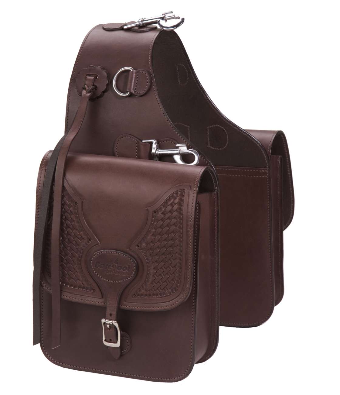 Barefoot Sattel TASCHE, doppelt, hand-punziert, brasilianisches Leder